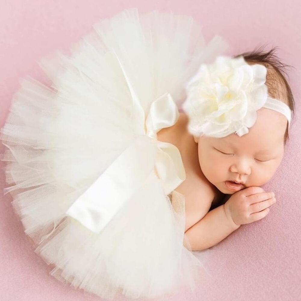 Newborn Photography Outfit Girls Pink Tutu with Headband, Newborn Outfits Baby